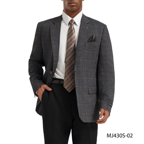 Grey Textured Windowpane Notch Lapel Slim Fit Tazzio Men's Jacket - Picture 4 of 4